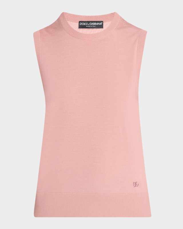 Virgin Wool Sleeveless Crewneck Sweater
